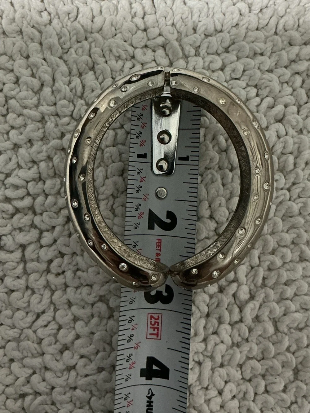 STRONGWATER STUDIOS Silvertone Hinged Clamper Bracelet Vintage
